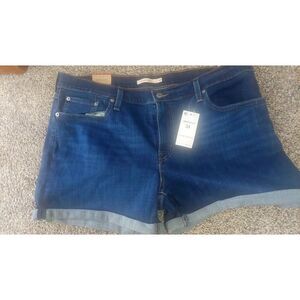 Levi’s Mid Length Denim Shorts Womens Size 34 Dark Wash NWT Mid Rise Cuffed